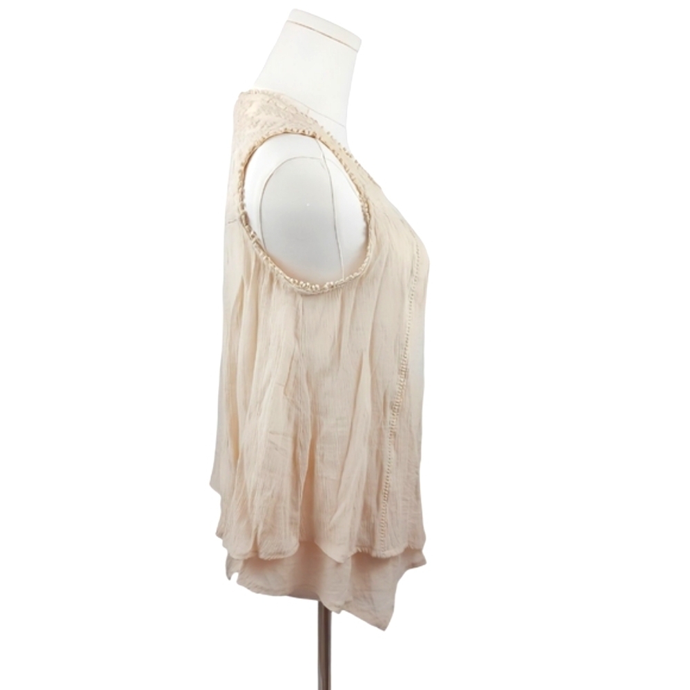 Style & Co Petite Tan Embroidered Boho Sleeveless Blouse PM - Picture 2 of 7